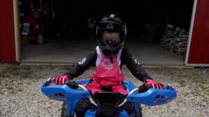 outh ATV test riders wearing MSR Axxis Range gear, MSR helmets and boots, and VSN goggles during the Denago E-Hawk 6 review.
