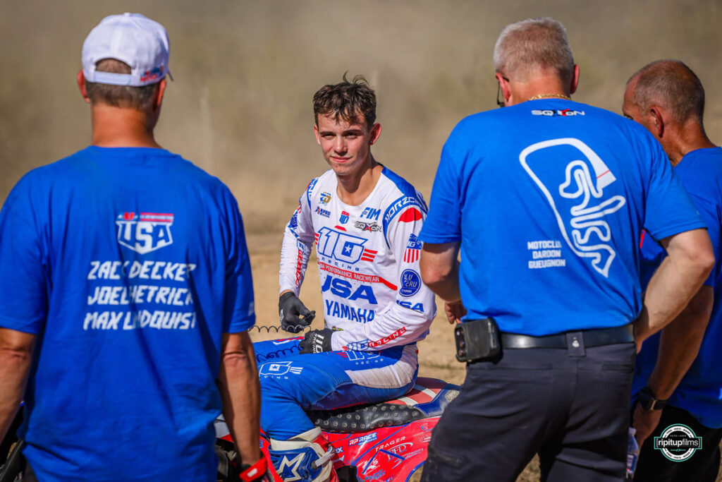 Zack Decker aboard his Yamaha YFZ450R during Team USA's championship-winning weekend in France.