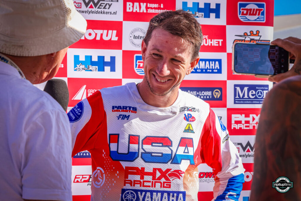Joel Hetrick representing Team USA aboard his Yamaha YFZ450R in France.