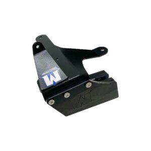 Studio image of a Walsh Racecraft chain guide and mounting bracket for the Yamaha YFZ450R.